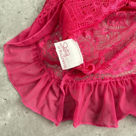 Vintage Shirley of Hollywood hot pink lace dress halter style size XL - Picture 3 of 7